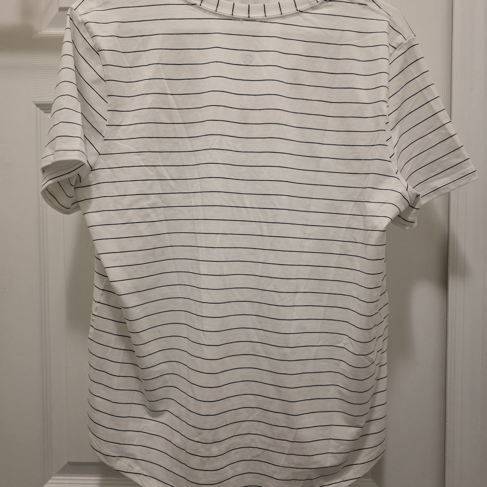 Lululemon Athletica White and Black Striped Tee - Picture 4 of 5
